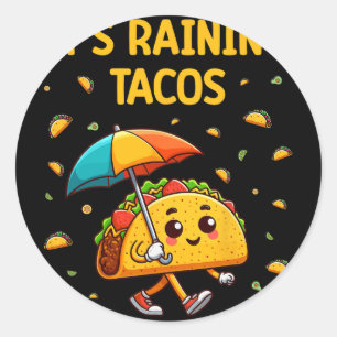 Es regnet Tacos Lustige Taco-Liebhaber Kinder Mädc Runder Aufkleber