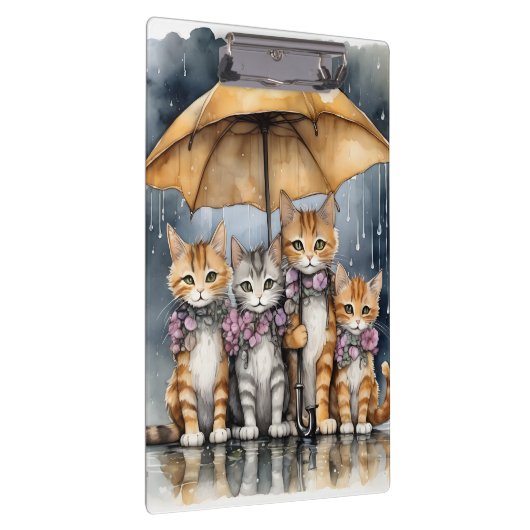 Es regnete draußen, also nannte die Mutterkatze h Klemmbrett (Rechts)