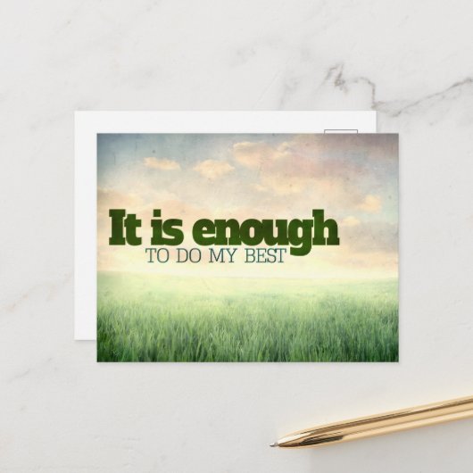 "Es reicht, mein Bestes zu geben" Motivation Affir Postkarte (Vorderseite/Rückseite Beispiel)
