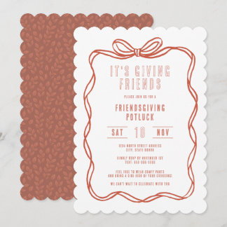 Es Schenkt Freunden Friendsgiving Kokette Schleife Einladung