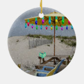 Es schneit auf meiner Strandstuhlverzierung Keramikornament (Hinten)