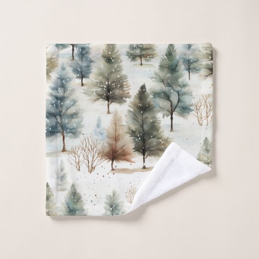 Es schneit auf Tannenbäumen - Badhandtuch Set (Waschlappen)