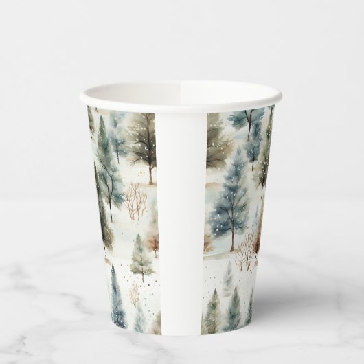 Es schneit auf Tannenbäumen - Pappbecher (Links)