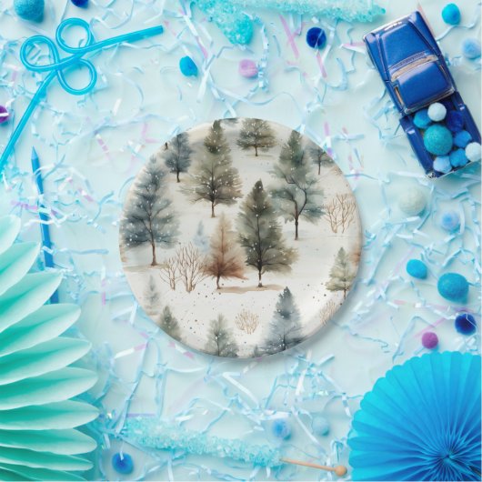 Es schneit auf Tannenbäumen - Pappteller (Party)