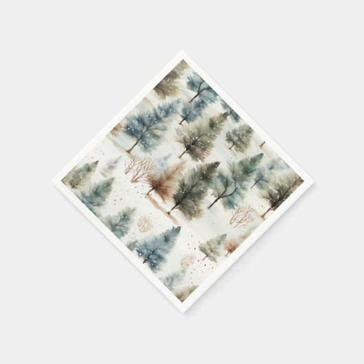 Es schneit auf Tannenbäumen - Serviette (Ecke)