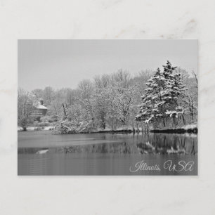 Es schneit über dem See, Monochromes Illinois Postkarte
