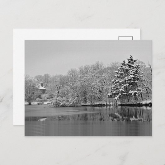 Es schneit über den See, monochrome Panoramaaussic Postkarte (Vorne/Hinten)