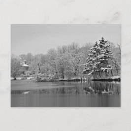 Es schneit über den See, monochrome Panoramaaussic Postkarte