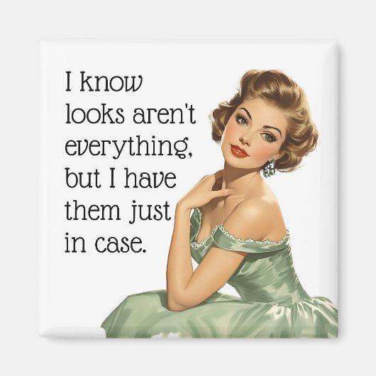 Es sieht nicht alles aus, was Funny Retro Hausfrau Magnet (Vorne)