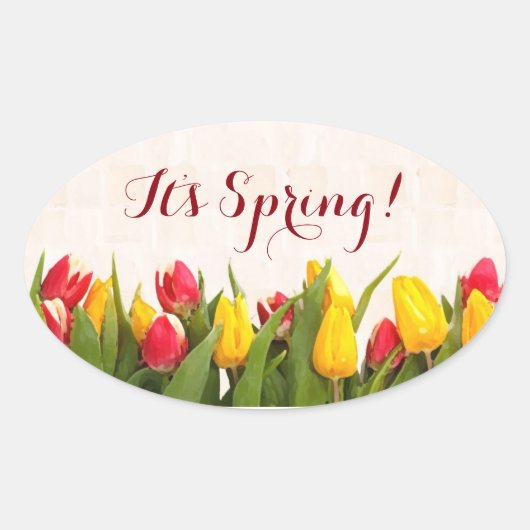 Es sind Frühlingsfarbene Tulpen Ovaler Aufkleber (Vorderseite)