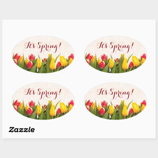 Es sind Frühlingsfarbene Tulpen Ovaler Aufkleber (Blatt)