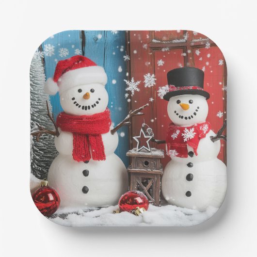 Es sind Snowman Party Time Square Paper Teller (Vorderseite)