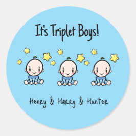 Es sind Triplet Boys!, Personalisierte Triole Baby Runder Aufkleber