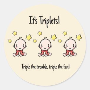 Es sind Triplets! Eigener Text, individuelle Triol Runder Aufkleber
