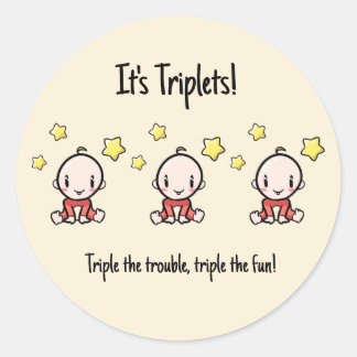 Es sind Triplets! Eigener Text, individuelle Triol Runder Aufkleber