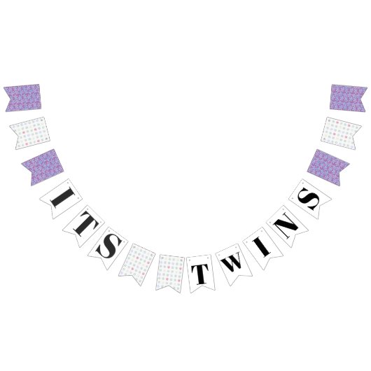Es sind Twins Lavendel Polk Baby Shower Bunting Fl Wimpelkette (Alle)