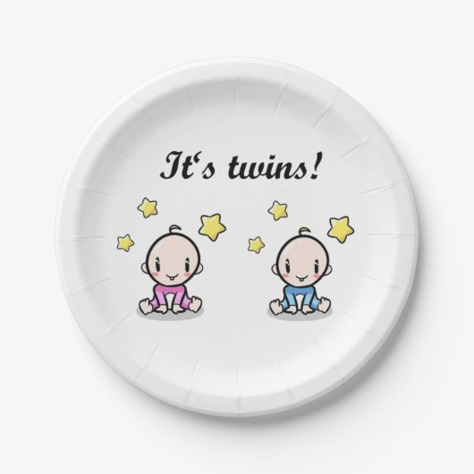 Es sind Twins, Mixed Twin Baby Shower, Girl & Boy, Pappteller (Vorderseite)