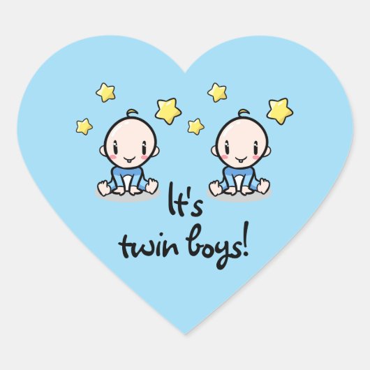Es sind zwei Jungs!, kleine Jungs, herzförmige Auf Herz-Aufkleber (Vorderseite)