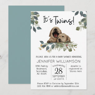 Es sind Zwillinge! Dog Baby Shower Einladung