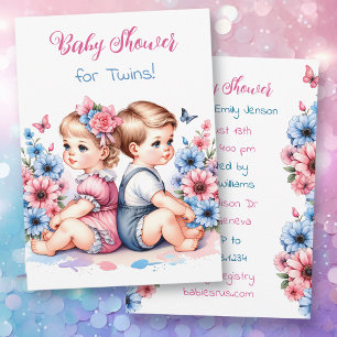 Es sind Zwillinge! Junge und Mädchen Twins Vintage Einladung
