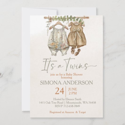 Es sind Zwillinge mit schwindelerregender Kleidung Einladung (Vorderseite)