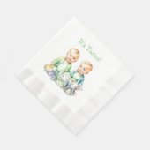 Es sind Zwillinge! Niedlich Junge Zwillinge Kinder Serviette (Ecke)