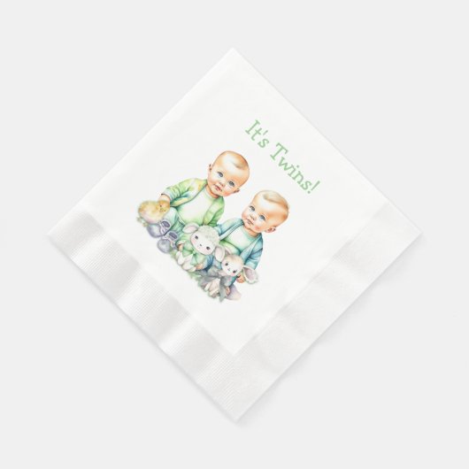 Es sind Zwillinge! Niedlich Junge Zwillinge Kinder Serviette (Ecke)