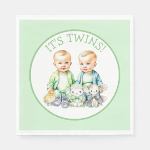Es sind Zwillinge! Niedlich Junge Zwillinge Kinder Serviette