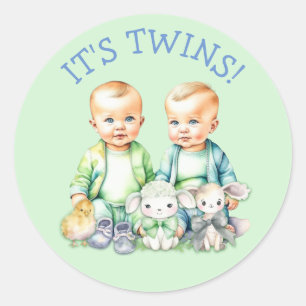 Es sind Zwillinge! Niedliche junge Zwillinge Baby Runder Aufkleber
