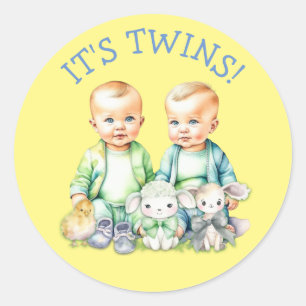 Es sind Zwillinge! Niedliche junge Zwillinge Baby Runder Aufkleber
