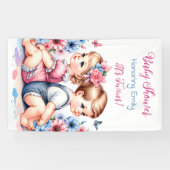 Es sind Zwillinge! Personalisierte Babydusche Banner (Horizontal)
