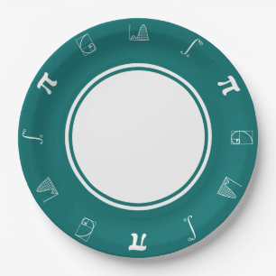 Es summiert sich in Teal-Papierplatte Pappteller