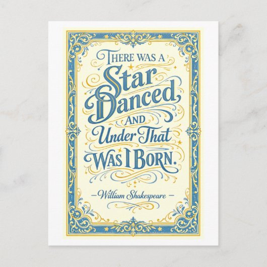 "Es tanzte ein Stern" Shakespeare Postkarte (Vorderseite)
