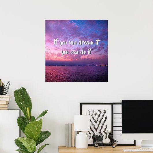 Es träumt, Lila Foto im Ozean zu zitieren Poster (Heimbüro)