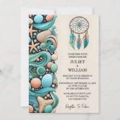 Es Tribal Aqua Sand Arbeit gestapelt Sea Glass Hoc Einladung (Vorderseite)