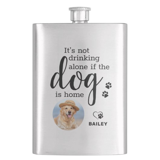 Es trinkt nicht allein, wenn Hund ist Zuhause benu Flachmann (Vorderseite)