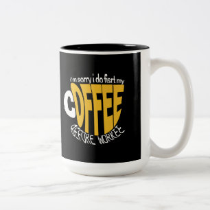 Es tut mir leid, dass ich meinen Kaffee mache, bev Zweifarbige Tasse