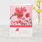 Es tut mir leid, dass rosa Nelken mit Schmetterlin Karte (Gelbe Blume)