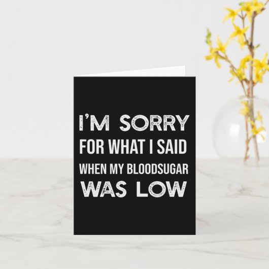 Es tut mir leid T1D Typ 1 Diabetes Diabetikerische Karte (Gelbe Blume)