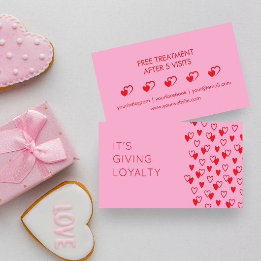 Es verleiht Loyalität Liebe Herz pink und Rot Kart Visitenkarte