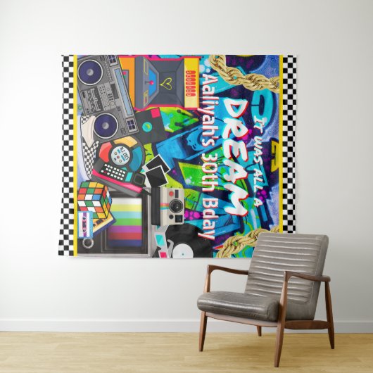 Es war alles ein Traum Retro Hip Hop Graffiti Hint Wandteppich (Beispiel (Horizontal))