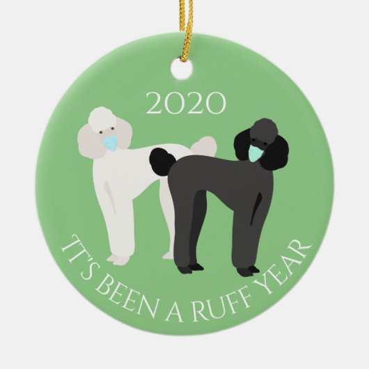 Es war ein Ruff Year Hund 2020 Poodle Keramik Ornament (Vorne)