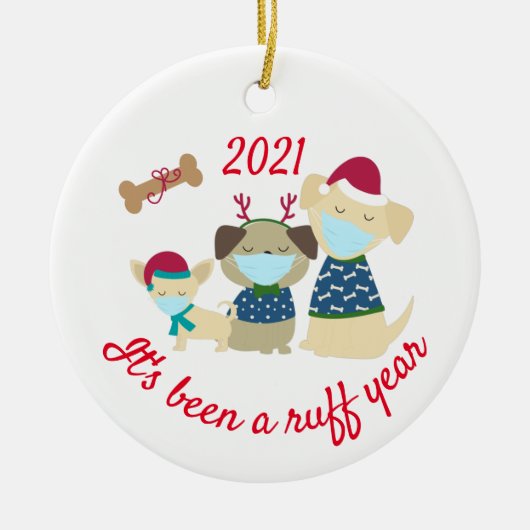 Es war ein Ruff Year Hunde 2021 Keramik Ornament (Vorne)