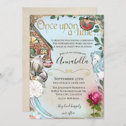 Es war einmal ein buntes Märchen Einladung (Vorne/Hinten)