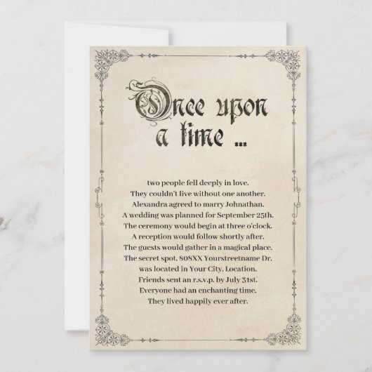 Es war einmal eine märchenhafte Hochzeit Einladung (Vorderseite)