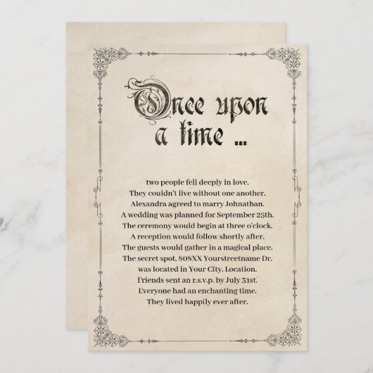 Es war einmal eine märchenhafte Hochzeit Einladung (Vorne/Hinten)