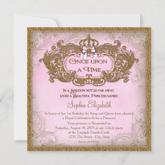 Es war einmal Geburtstag einer Prinzessin Einladung (Vorderseite)