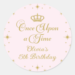 Es war einmal Gold Prinzessin Geburtstag Runder Aufkleber