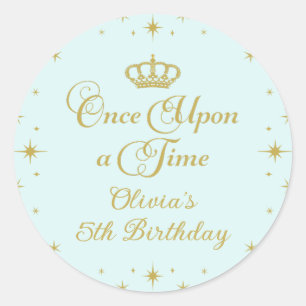 Es war einmal Gold Prinzessin Geburtstag Runder Aufkleber