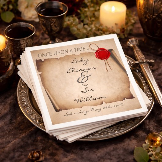 Es war einmal mittelalterliches moody Scroll Wachs Serviette